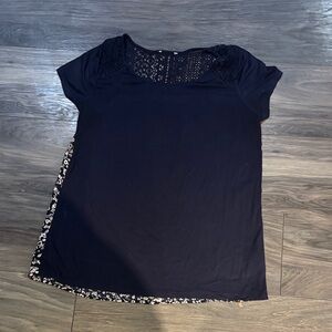 Ricki's Black Lace Accent Short Sleeve Top